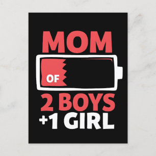 Mama 2 Jungen 1 Girl Pregnancy Mütter Tag Ankündigungspostkarte