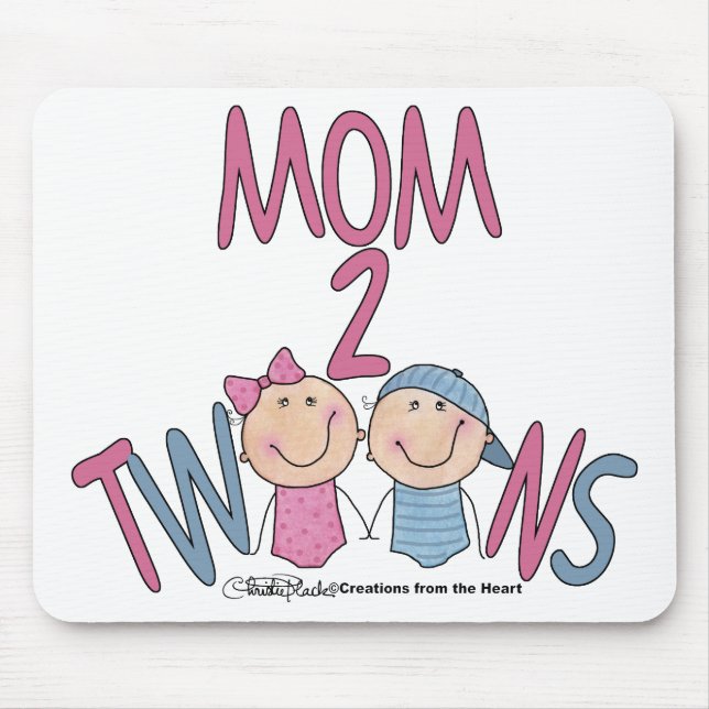 Mama 2 Twins Boy and Girl Mousepad (Vorne)