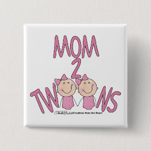 Mama 2 Twins Girls Button