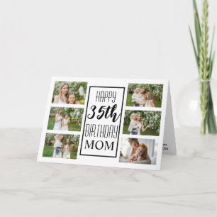 Mama 35. Geburtstag Schwarz-weiß 6 Fotos Collage Karte