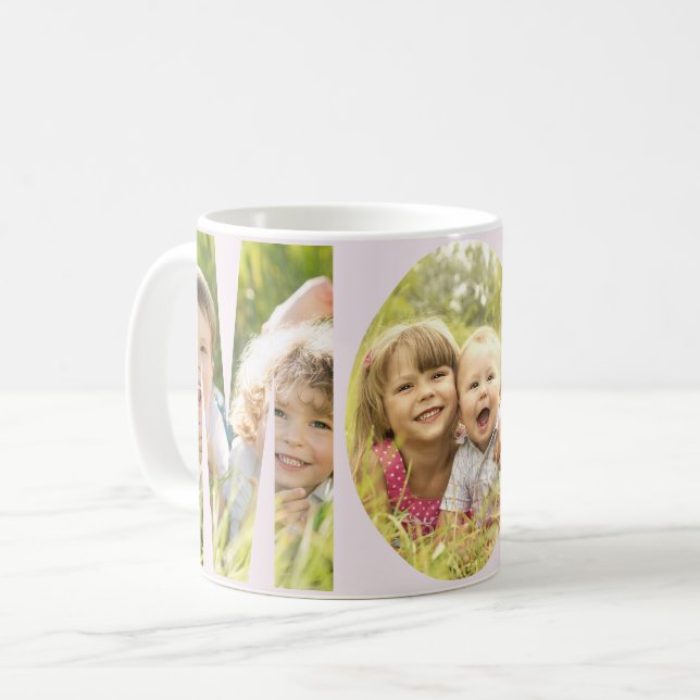 MAMA 3 Fotos Auslösebuchstaben Rosa oder Farbe Kaffeetasse (Vorderseite Links)
