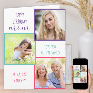 Mama 3 Fotos Collage Personalisierter Geburtstag Karte