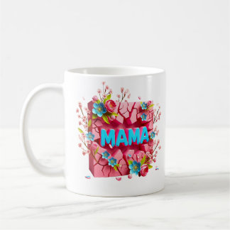 MAMA 3D-Risswanddesign mit lebendigen Blumen Kaffeetasse