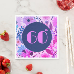 Mama 60. Geburtstag Rosa, Blau und Lila Blüte Serviette