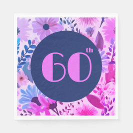 Mama 60. Geburtstag Rosa, Blau und Lila Blüte Serviette