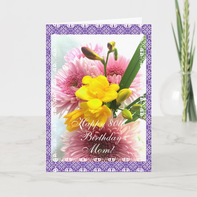 Mama 80. Geburtstag Freesias ändern Alter) Karte (Vorderseite)