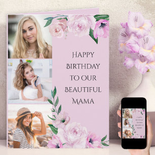Mama Alles Gute zum Geburtstag 3 Foto Rosa Floral Karte