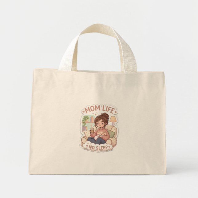 Mama-Alltag-Tasche ohne Schlaf Ästhetik Mini Stoffbeutel (Vorne)