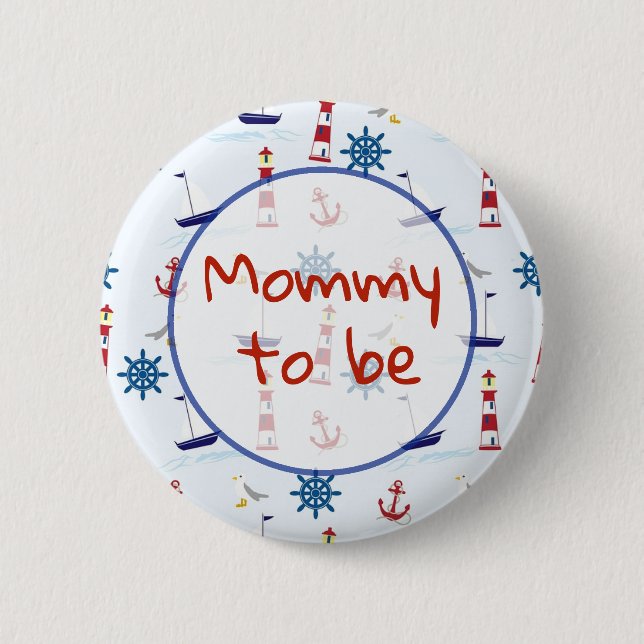 Mama als Nautical Baby Showknopf Button (Vorderseite)