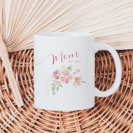 Mama als Wasserfarbe für Rosa Blütenfarbe Kaffeetasse