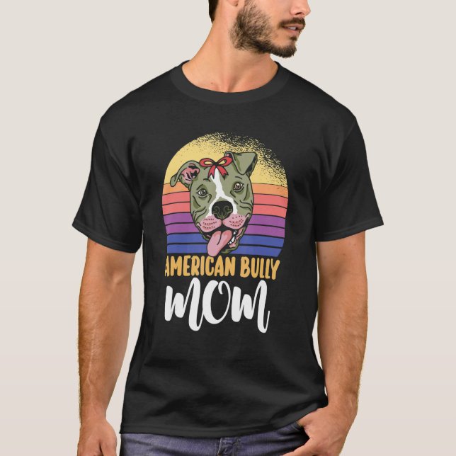 Mama American Bully Mama Messy Bun Mother Day T-Shirt (Vorderseite)