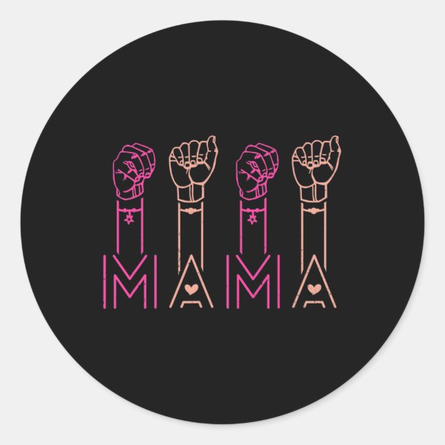 Mama American Sign Language Deaf Awareness Support Runder Aufkleber (Vorderseite)