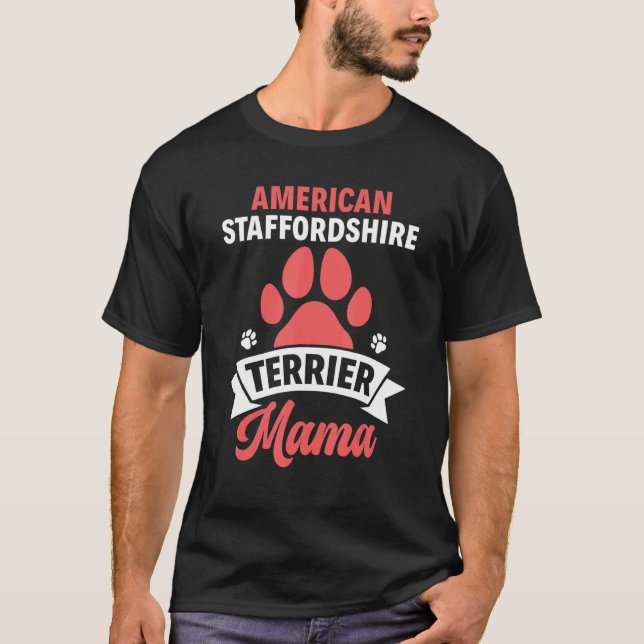 Mama Amstaff American Staffordshire Terrier Mam T-Shirt (Vorderseite)