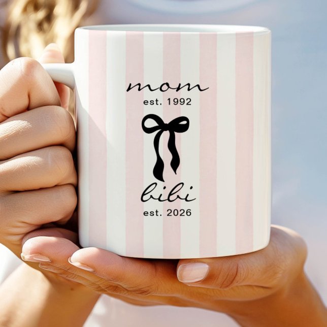Mama an Bibi Mug Rosa Bogen Streifen Kaffeetasse (Von Creator hochgeladen)