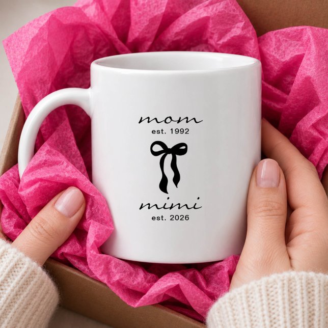 Mama an Mimi Mug Rosa Bogen Streifen Kaffeetasse (Von Creator hochgeladen)