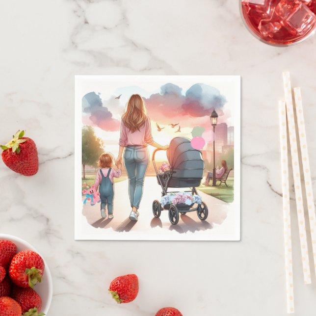 Mama and Children Day in Park Napkins Serviette (Beispiel)