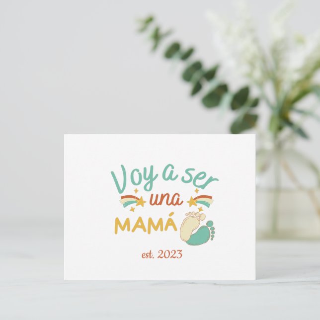 Mamá Anuncio Embarazo Día del Madre Postkarte (Stehend Vorderseite)