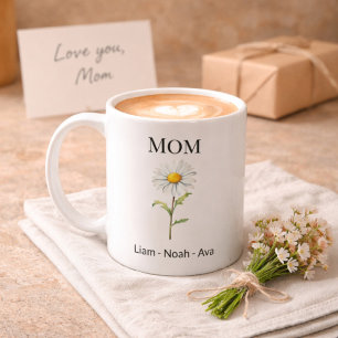 Mama-April-Geburtsblume mit Kindernamen Kaffeetasse