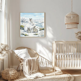 Mama Arktischer Hase und Kinderstube der Jungen Poster
