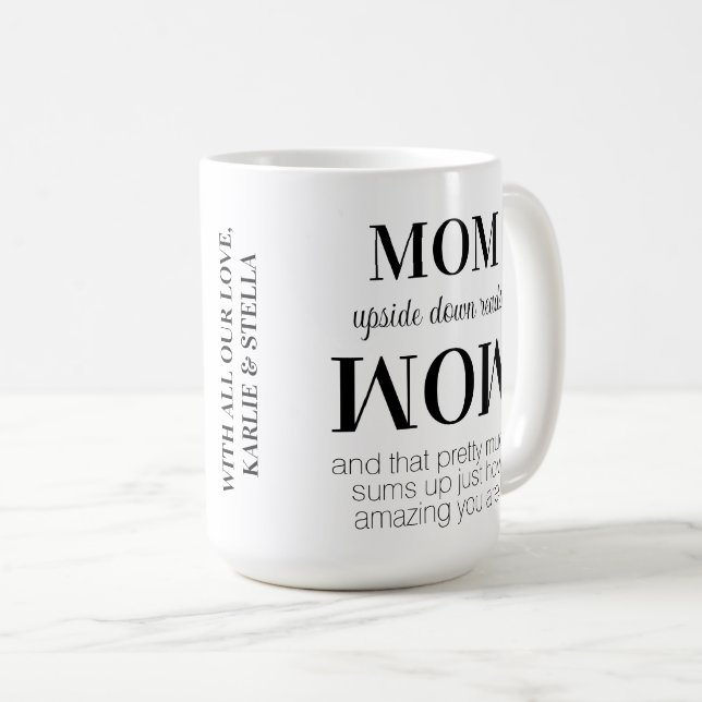 Mama Auf dem Kopf Wow Moderne Muttertag Kaffeetasse (VorderseiteRechts)