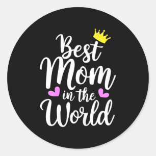 Mama auf der Welt T-Shirt lustig süße Frauen Mutte Runder Aufkleber