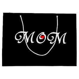 Mama auf schwarzem Hintergrund mit Geschenktasche  Große Geschenktüte