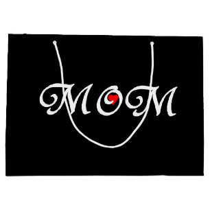 Mama auf schwarzem Hintergrund mit Geschenktasche  Große Geschenktüte