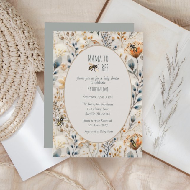 Mama auf staubige blaue Blütendusche Einladung (Von Creator hochgeladen)