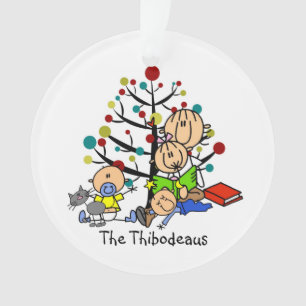 Mama aus Strichmännchen, Kinder, Katze Akrylverzie Ornament