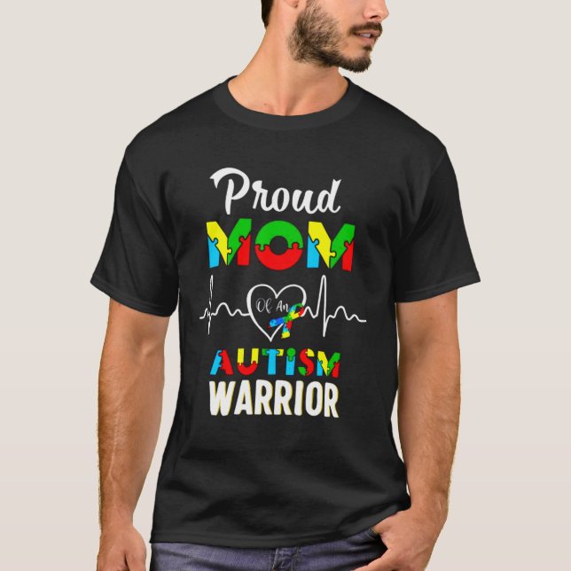 Mama Autism Awareness Warrior T-Shirt (Vorderseite)