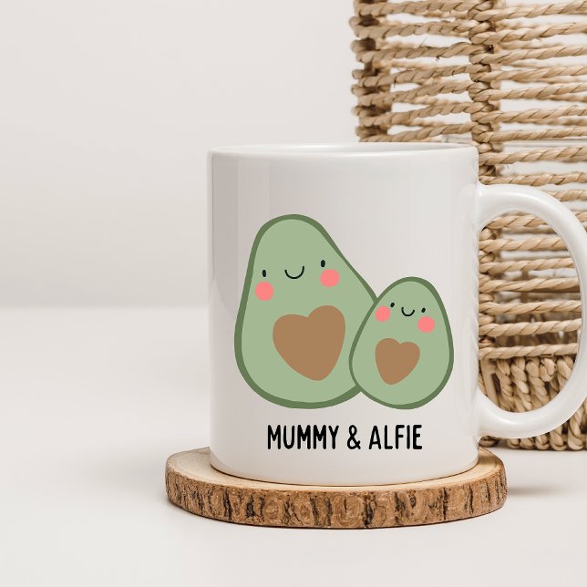 Mama & Baby Avocado , Personalisierte Matchfamilie Kaffeetasse (Von Creator hochgeladen)