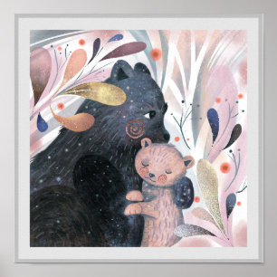 Mama + Baby Bear Boho Kinderzimmer Print Poster