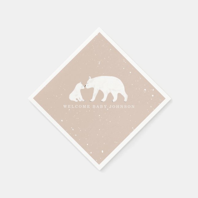 Mama Baby Bear Pink Winter Baby Dusche Serviette (Ecke)