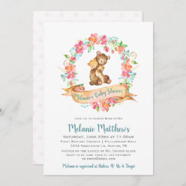 Mama Baby Bear Watercolor Blumengarnitur Babydusch Einladung