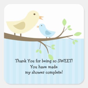 Mama & Baby Bird Baby Shower Square Sticker! Quadratischer Aufkleber