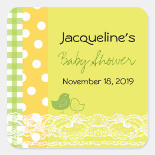 Mama & Baby Bird Lace Niedlich Baby Showmarke Quadratischer Aufkleber