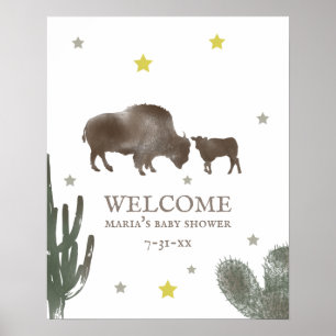 Mama Baby Buffalo Cactus Boy Baby Dusche Empfang Poster