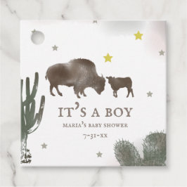 Mama Baby Buffalo Cactus Boy Baby Shower Geschenkanhänger