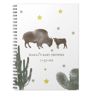 Mama Baby Buffalo Cactus Boy Baby Shower Guest Notizblock