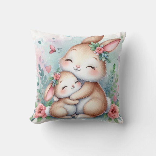 Mama & Baby Bunny Kissen (Vorderseite)