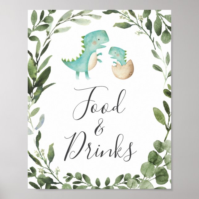 Mama Baby Dinosaur Baby Dusche Ernährung und Geträ Poster (Vorne)