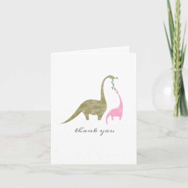 Mama Baby Dinosaur Pink Baby Dusche Danke (Vorderseite)