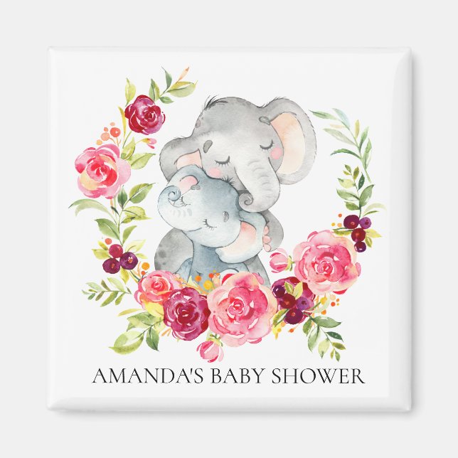 Mama & Baby Elephant Baby Dusche Gefallen Magnet (Vorne)