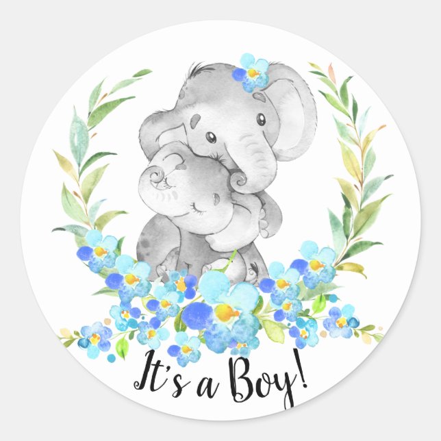 Mama & Baby Elephant Es ist ein BOY Fevor Sticker (Vorderseite)