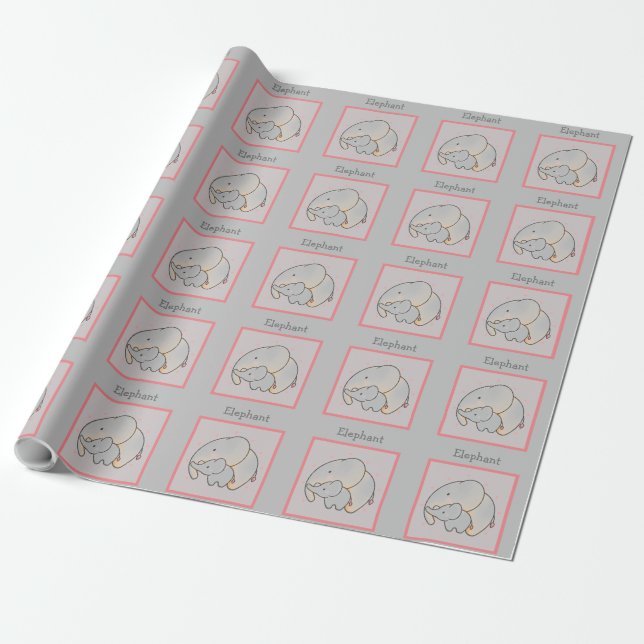 Mama & Baby Elephant Geschenkpapier (Ungerollt)