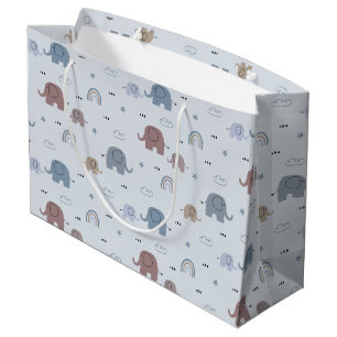 Mama & Baby Elephant Muster Große Geschenktasche Geschenktüte