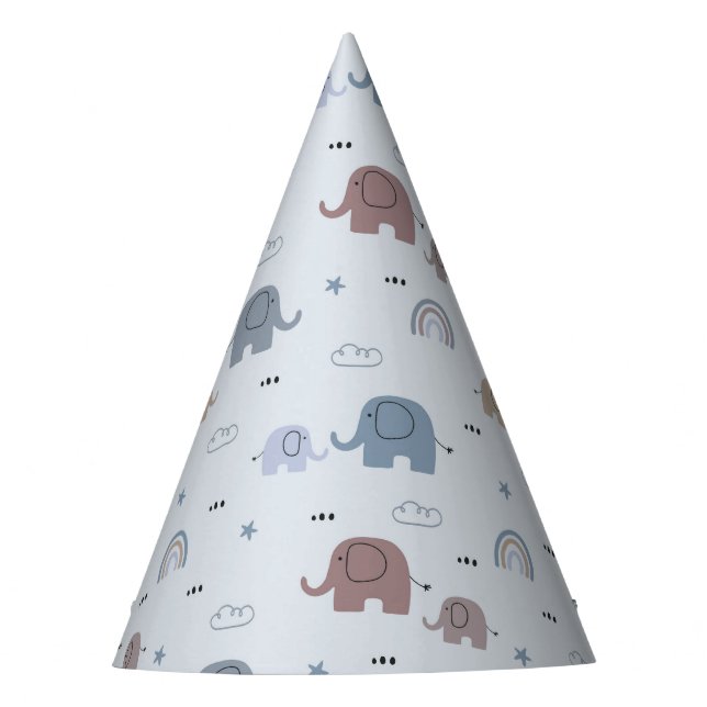 Mama & Baby Elephant Muster Party Hat Partyhütchen (Vorderseite)