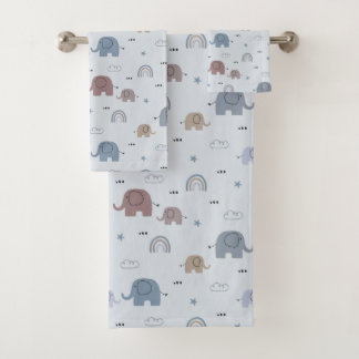 Mama & Baby Elephant Pattern Badetuch Set