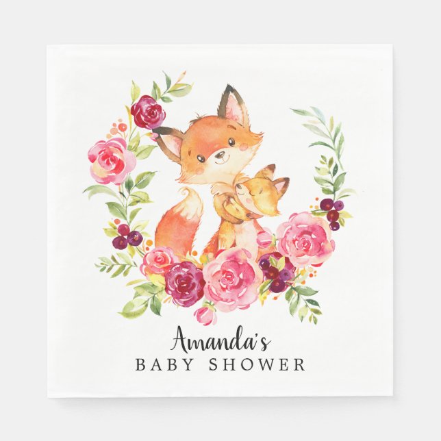 Mama & Baby Fox Girls Duschpapier Napkins Serviette (Vorderseite)