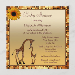 Mama & Baby-Giraffe Gold Save the Date Babyparty-E Einladung